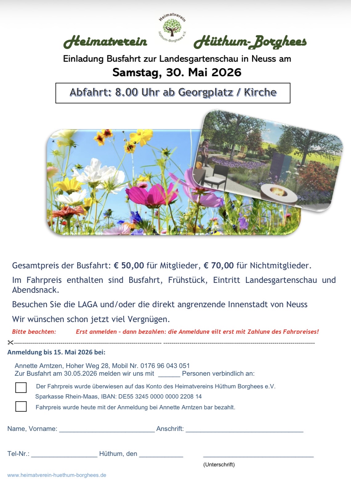 Einladung Busfahrt Neuss Seite 1